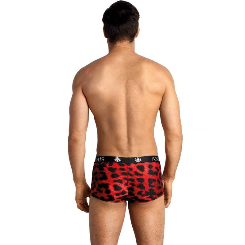 Boxer masculino Anais Men Savage S em microfibra vermelha com estampa animal.