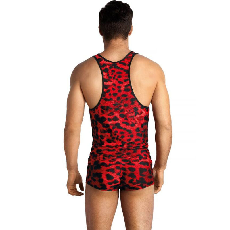 Close-up do Top ANAIS MEN Savage Microfibra Estampa Animal, mostrando a textura do tecido e o design.