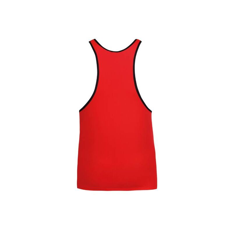 Anais Men Soul Top S de microfibra vermelha com detalhes pretos, exibindo o design e o ajuste ao corpo.
