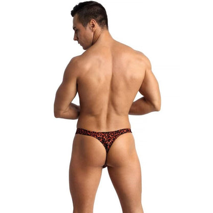 Tanga masculina ANAIS MEN Tribal String S em microfibra vermelha com estampa animal