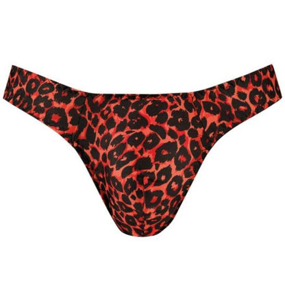Tanga masculina ANAIS MEN Tribal String S em microfibra vermelha com estampa animal