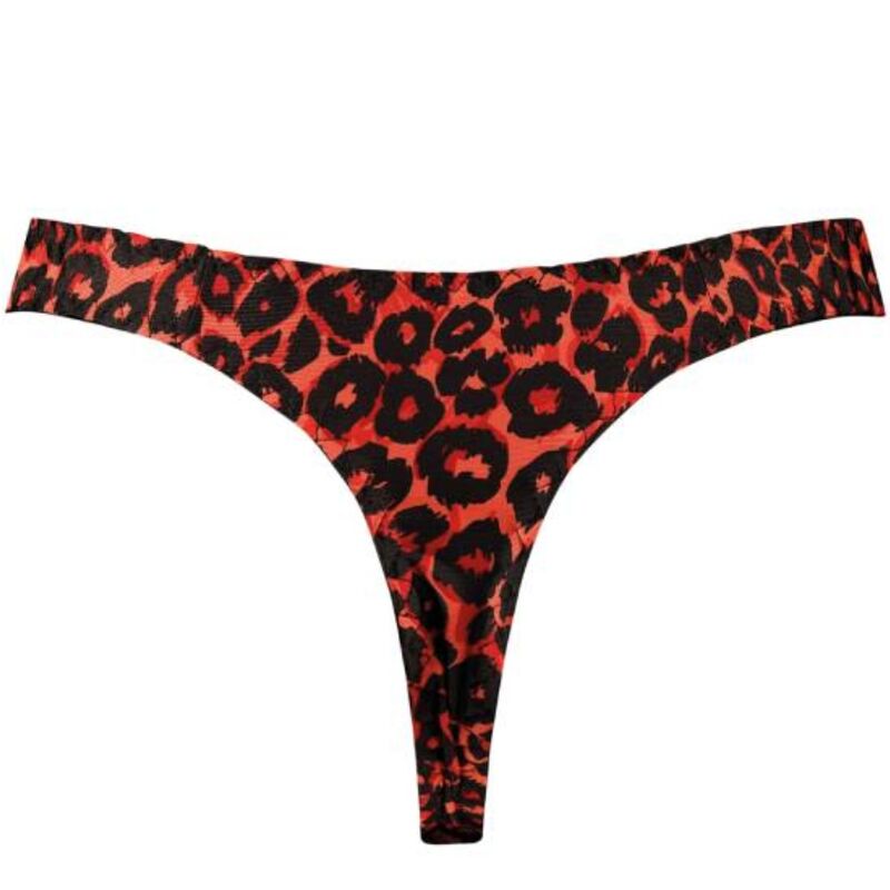 Tanga masculina ANAIS MEN Tribal String S em microfibra vermelha com estampa animal