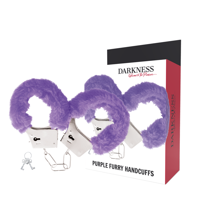 Darkness Algemas de Metal com Forro Lilás, para controlo e exploração BDSM