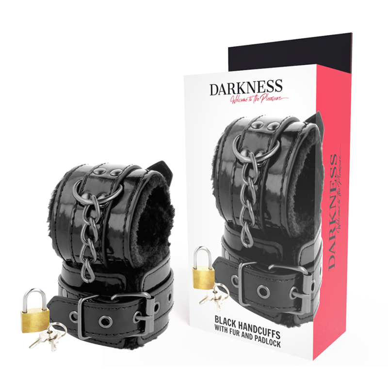 DARKNESS Algemas de Couro Ajustáveis Pretas com Cadeado para BDSM