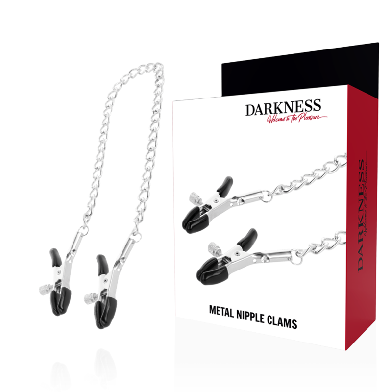 Pinças de Mamilos Ajustáveis de Metal Darkness para estimulação BDSM.
