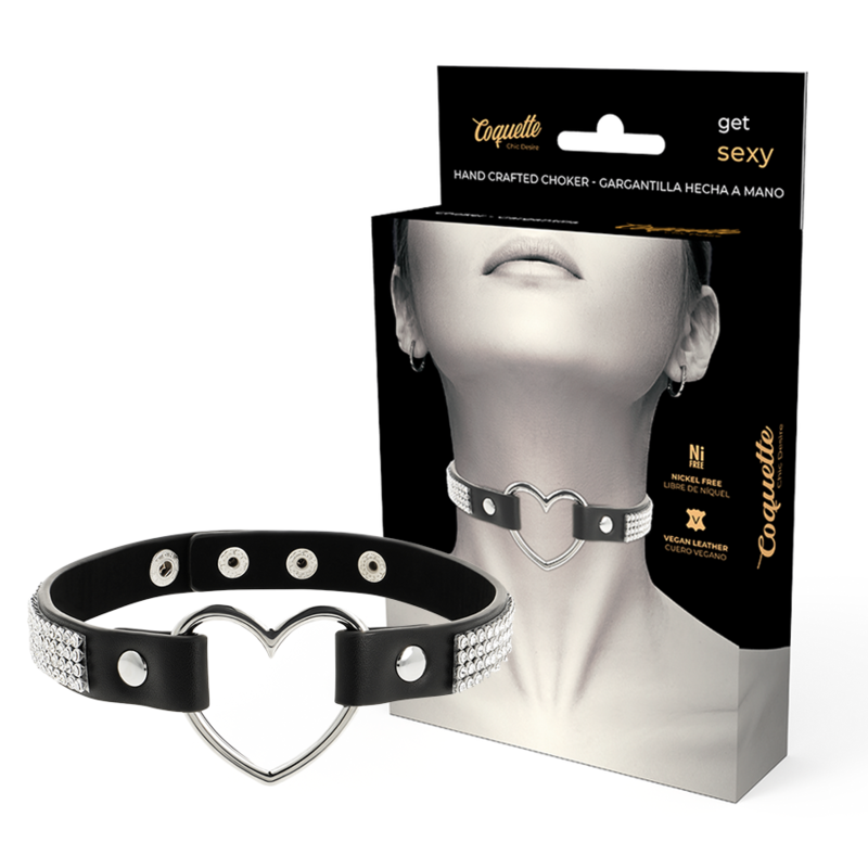 Gargantilha de Couro Vegano COQUETTE CHIC DESIRE com Coração