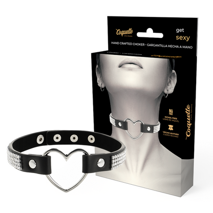 Gargantilha de Couro Vegano COQUETTE CHIC DESIRE com Coração