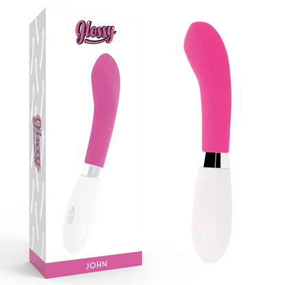 Vibrador Curvo GLOSSY John Rosa em silicone com design ergonómico