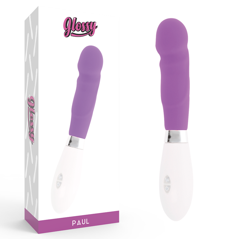 Vibrador GLOSSY Paul Realista Roxo com 10 funções para prazer feminino