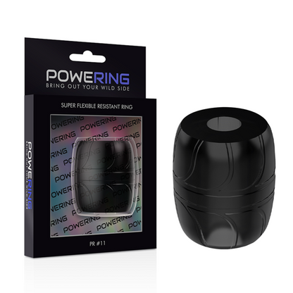 Detalhe do Anel Peniano POWERING TPE 5 cm Preto, mostrando sua flexibilidade e design ergonómico.