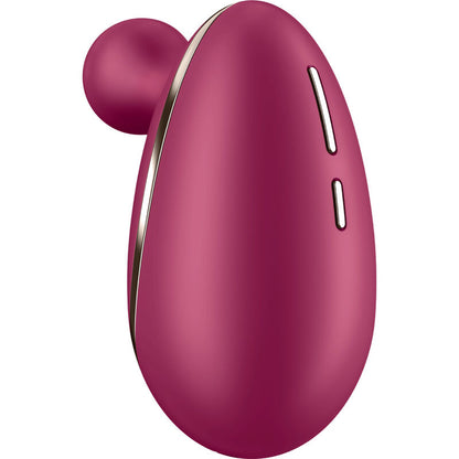 Close-up do vibrador clitoriano Satisfyer Spot On 1 Berry, destacando sua ponta flexível e cor vibrante.