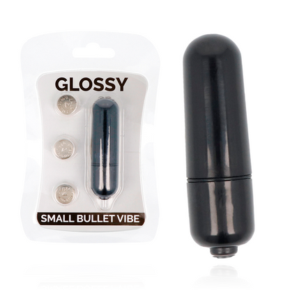 Bala vibratória mini GLOSSY preta, compacta e discreta para estimulação