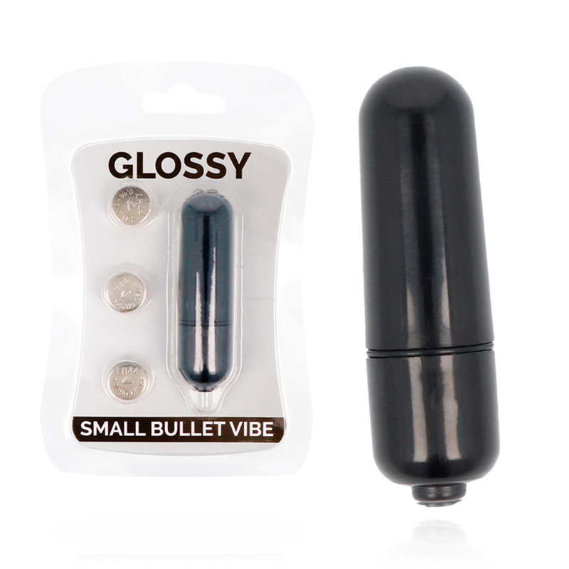 Bala vibratória mini GLOSSY preta, compacta e discreta para estimulação