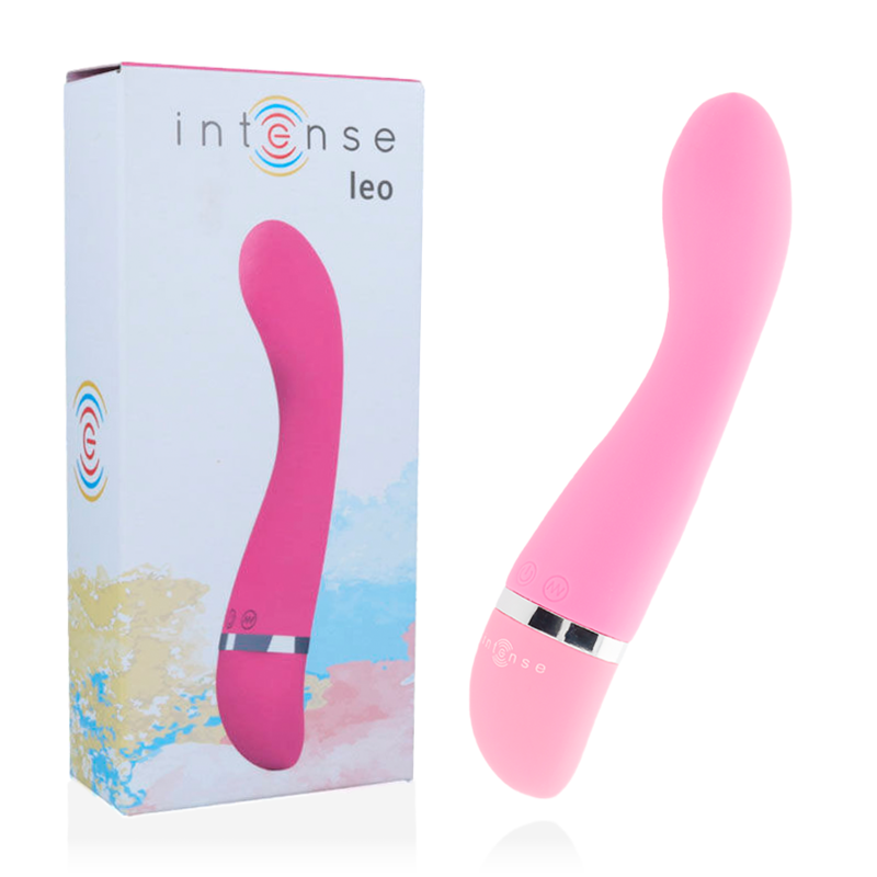 Close-up do Vibrador Coelho INTENSE Leo Rosa Silicone Luxe, destacando o design ergonómico e a textura suave.