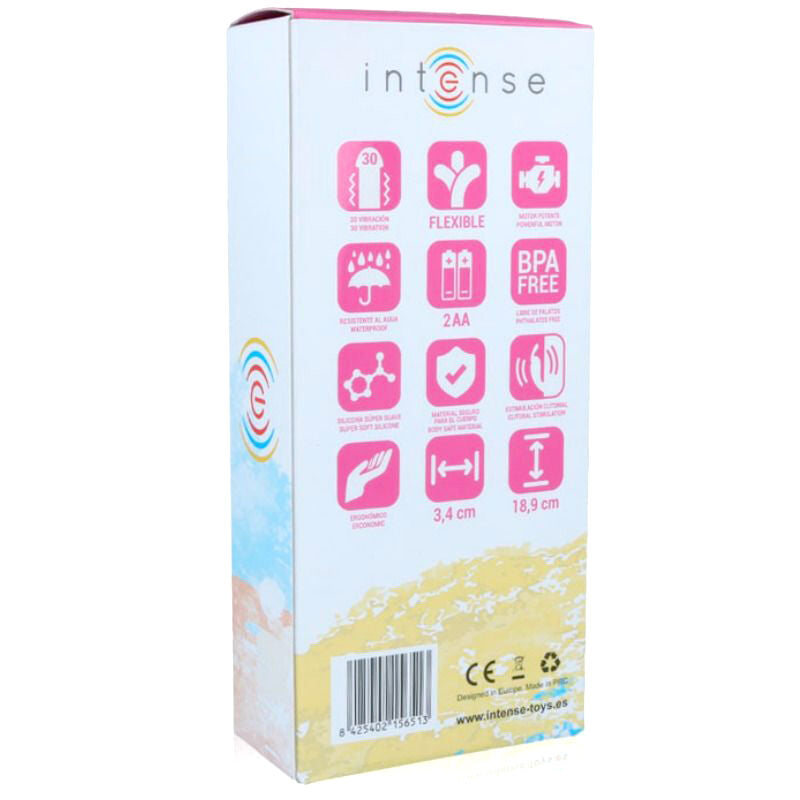 Vibrador coelho Intense Hilari rosa de silicone com 30 modos de vibração e estimulador clitoriano