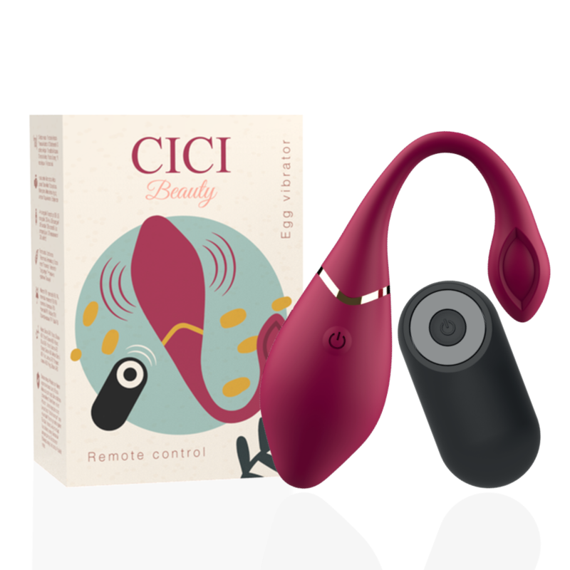 Close-up do Vibrador Egg CICI BEAUTY de silicone premium com controle remoto, destacando seu design ergonômico.