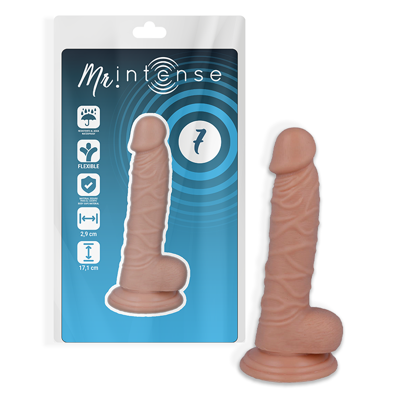 Mr. Intense Dildo Realista com Ventosa, mostrando a textura e o formato ergonômico.