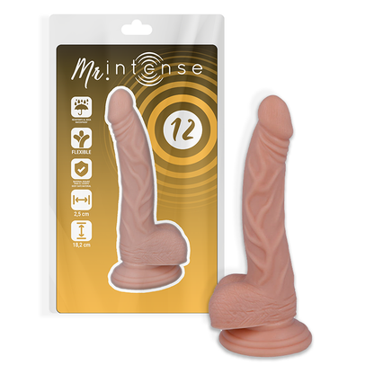 MR INTENSE Dildo Realista de 18.2 cm com ventosa, detalhe da textura e forma ergonómica.
