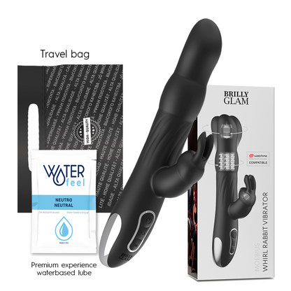 Close-up do Vibrador e Rotador BRILLY GLAM Moebius Coelho, mostrando a sua forma ergonómica e detalhes de silicone macio para estimulação do ponto G e clitóris.