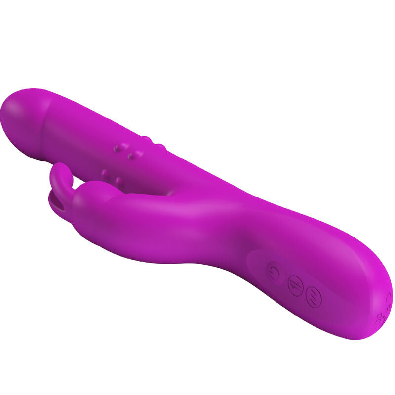 Vibrador de Coelho Pretty Love Reese Roxo com função de rotação e vibração.