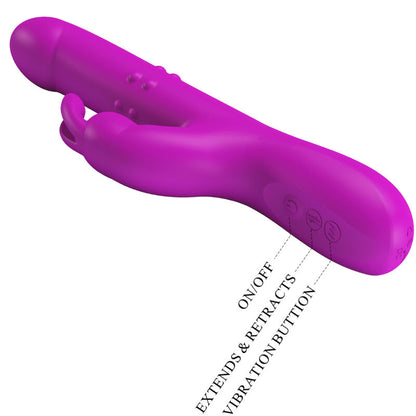 Vibrador de Coelho Pretty Love Reese Roxo com função de rotação e vibração.