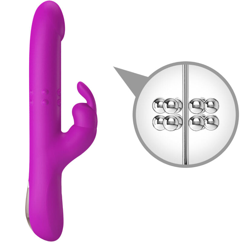 Vibrador de Coelho Pretty Love Reese Roxo com função de rotação e vibração.