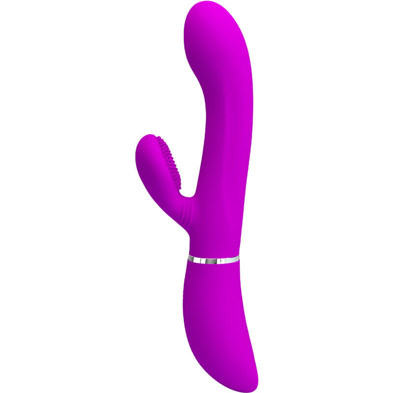 Vibrador Pretty Love Estimulador de Clitóris e Ponto G de silicone roxo, detalhe do design ergonómico.