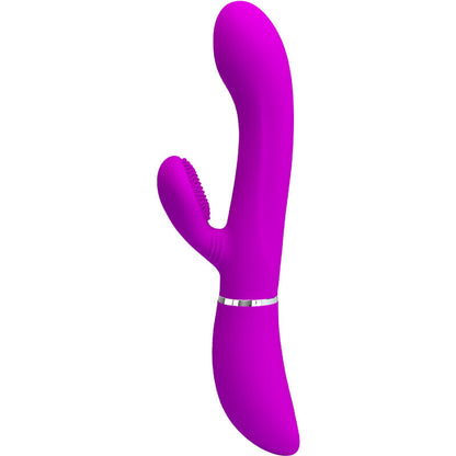 Vibrador Pretty Love Estimulador de Clitóris e Ponto G de silicone roxo, detalhe do design ergonómico.