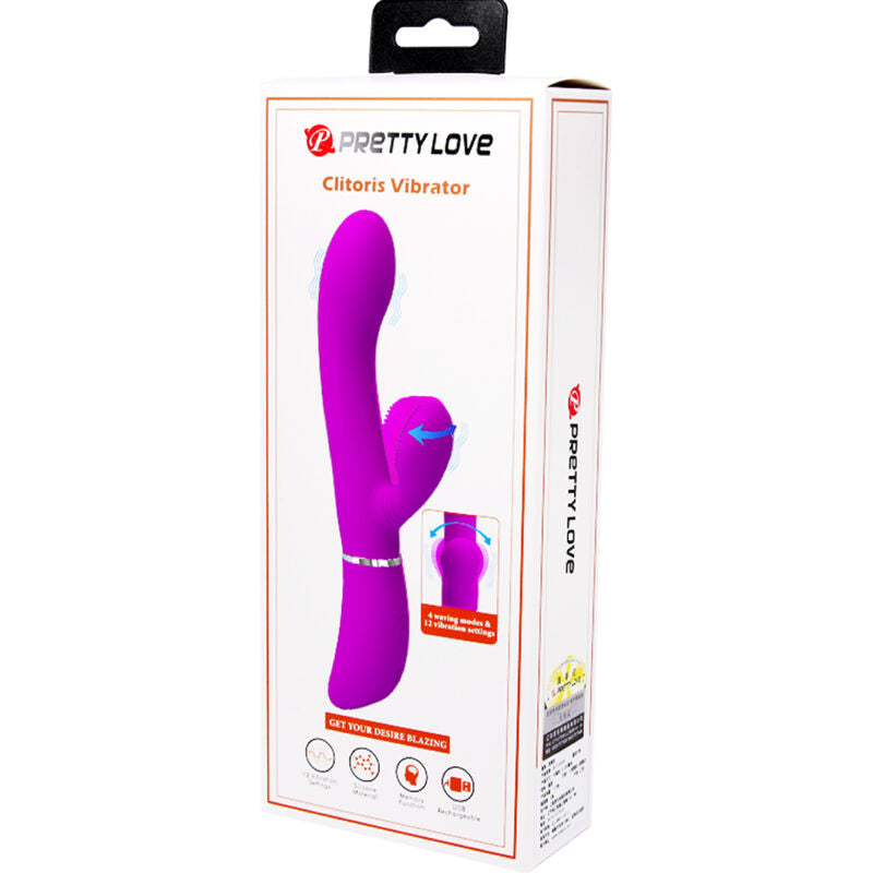Vibrador Pretty Love Estimulador de Clitóris e Ponto G de silicone roxo, detalhe do design ergonómico.