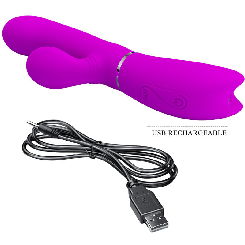 Vibrador Pretty Love Estimulador de Clitóris e Ponto G de silicone roxo, detalhe do design ergonómico.