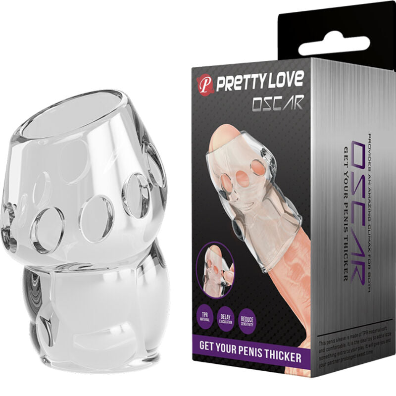 Manga peniana PRETTY LOVE Oscar transparente para espessamento do pénis