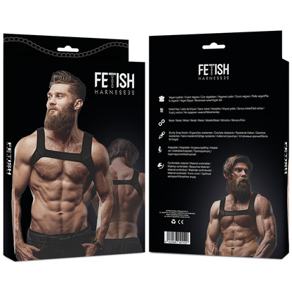 Fetish Submissive Attitude arnês de peito de neoprene para homens, tamanho M, em preto