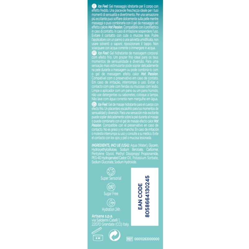 Embalagem do CONTROL Gel 3 em 1 Ice Feel 200 ML com detalhe do rótulo e textura.