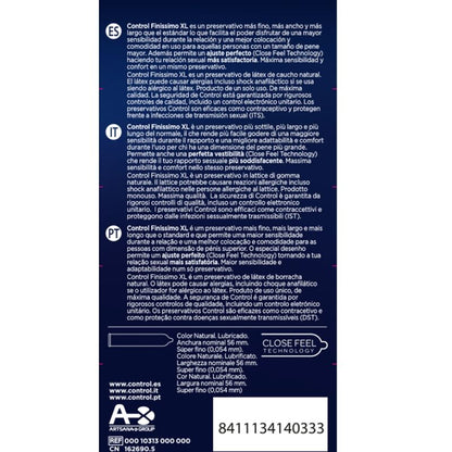 Preservativos CONTROL Finissimo XL para máxima sensibilidade, 12 unidades