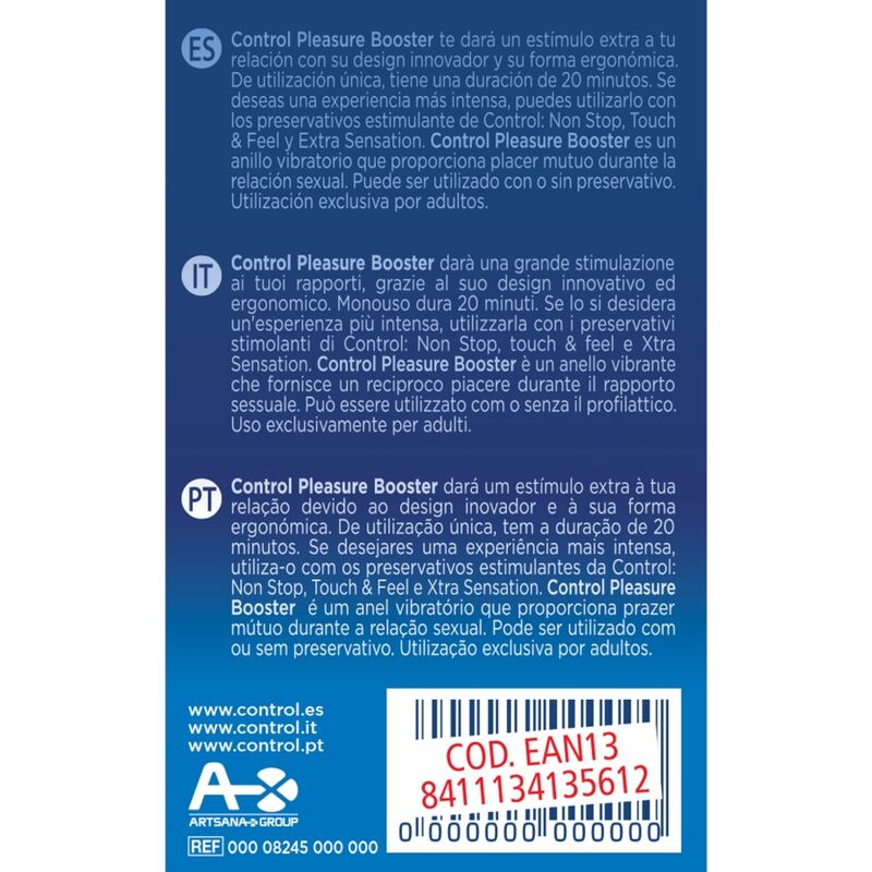 Anel Vibrador CONTROL para reforço de prazer, mostrando o design estimulante e a vibração.