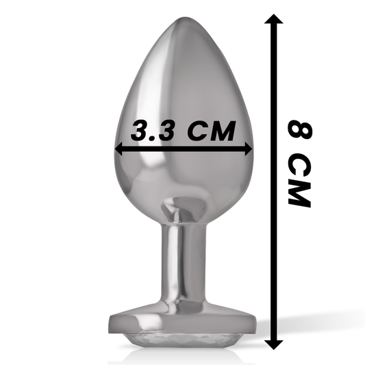 Plug Anal Intense de Metal Coração com Joia, Tamanho M, para prazer anal luxuoso.