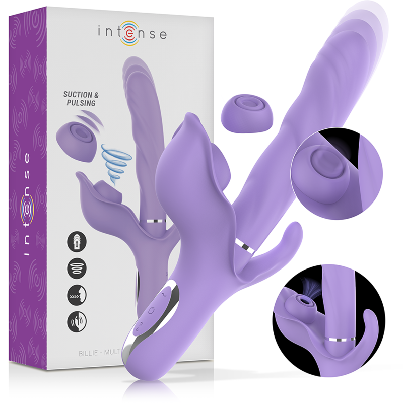 INTENSE Vibrador Billie Multifuncional Recarregável Roxo com funções de sucção e vibração