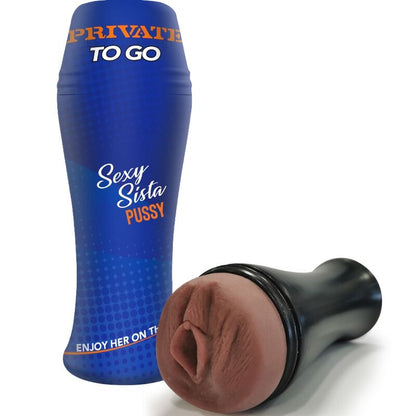 Masturbador masculino PRIVATE Sexy Sista To Go Compacto, ideal para prazer portátil e discreto.