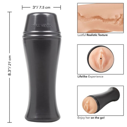 Masturbador PRIVATE Hot Bombshell To Go, detalhe da textura e design compacto.