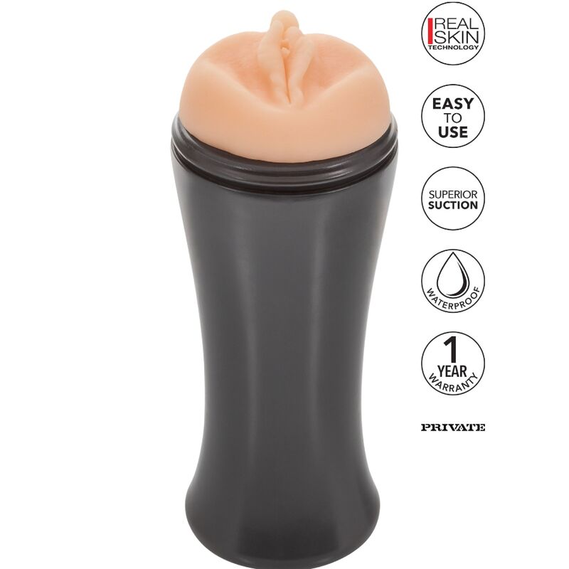 Masturbador PRIVATE Hot Bombshell To Go, detalhe da textura e design compacto.