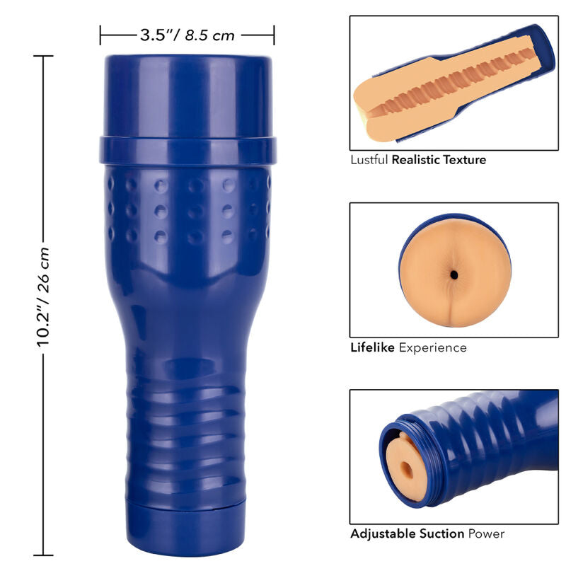Masturbador Anal Tarra White Legend da PRIVATE, detalhe da textura e formato ergonómico para prazer realista.