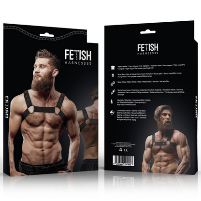 Arnês esportivo de neoprene ajustável FETISH SUBMISSIVE ATTITUDE para homens, realçando a figura masculina.
