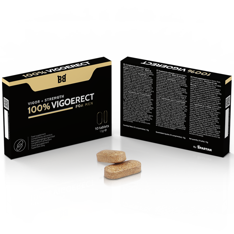 Embalagem de BLACK BULL VIGOERECT 10 Comprimidos para vigor e força masculina.