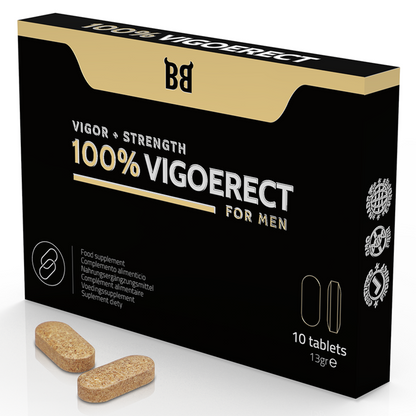 Embalagem de BLACK BULL VIGOERECT 10 Comprimidos para vigor e força masculina.