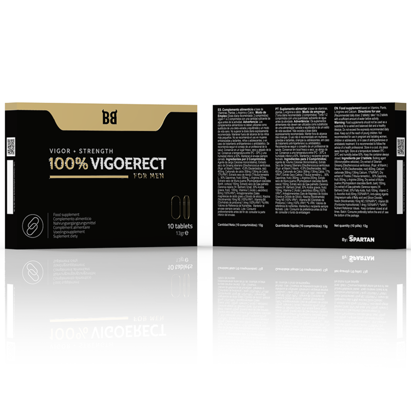 Embalagem de BLACK BULL VIGOERECT 10 Comprimidos para vigor e força masculina.