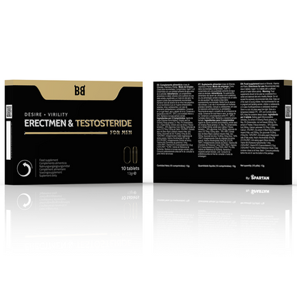 Embalagem do suplemento BLACK BULL Ereção & Testosterona - 10 Cápsulas, focado na vitalidade masculina