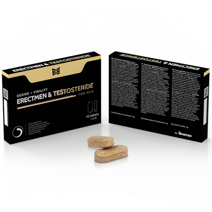 Embalagem do suplemento BLACK BULL Ereção & Testosterona - 10 Cápsulas, focado na vitalidade masculina