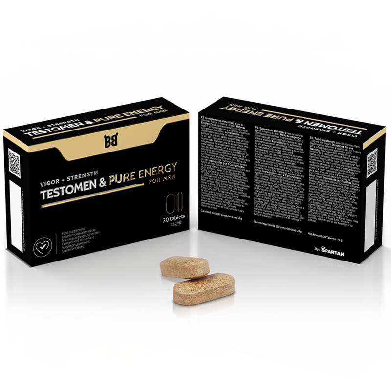 Cápsulas BLACK BULL Testômeno Pure Energy Enhancer para vitalidade masculina e energia.