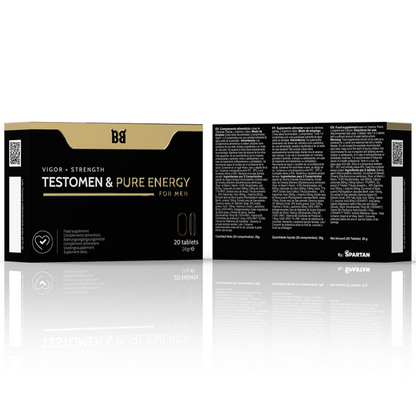 Cápsulas BLACK BULL Testômeno Pure Energy Enhancer para vitalidade masculina e energia.