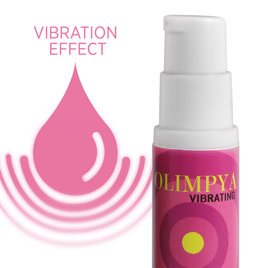 Close-up do OLIMPYA Vibrador Líquido Estimulante Unissexo Cannabis Sativa, mostrando a embalagem e a textura do produto.